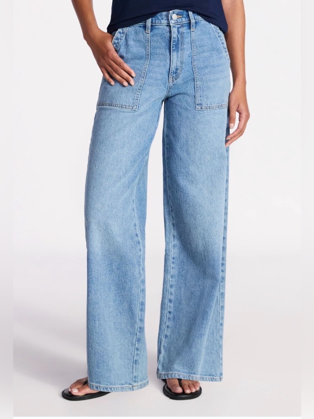 High Rise Wide Leg Utility Jeans Size 14 (NEW) - Picture 2 of 5